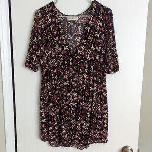 NATURAL LIFE Black and Pink Floral Mini Dress